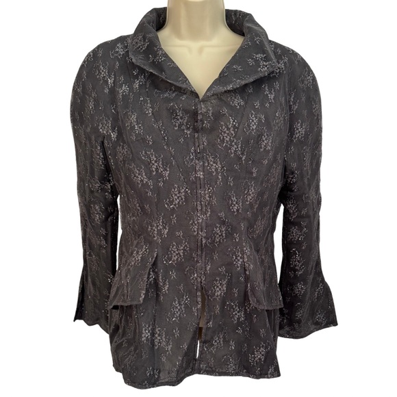 Jackie Rogers Black & Silver lace Patterned Blazer - Picture 3 of 11